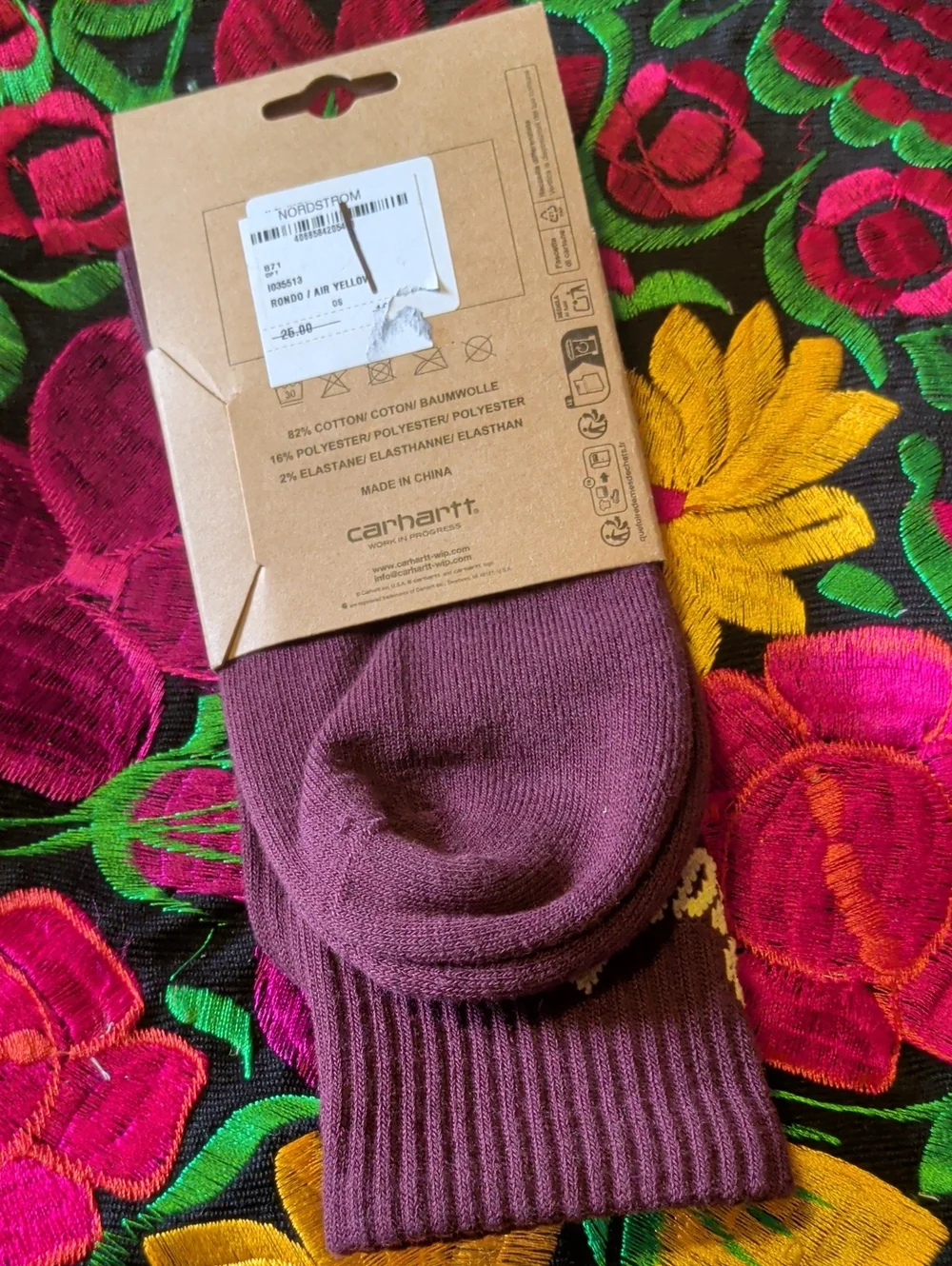 Carhartt Men's Maroon Crew Socks with Script Accent